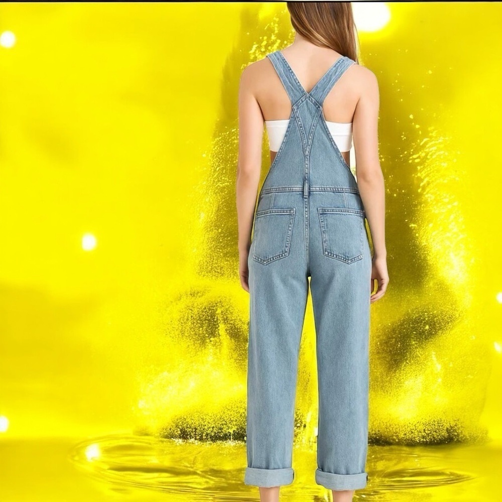 Women's Classic Denim Slightly Wide Leg Overalls. Size Small - Picture 2 of 4
